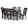 Baxton Studio Minette Modern and Contemporary Sand Fabric Upholstered Espresso Brown Finished Wood 7-Piece Dining Set